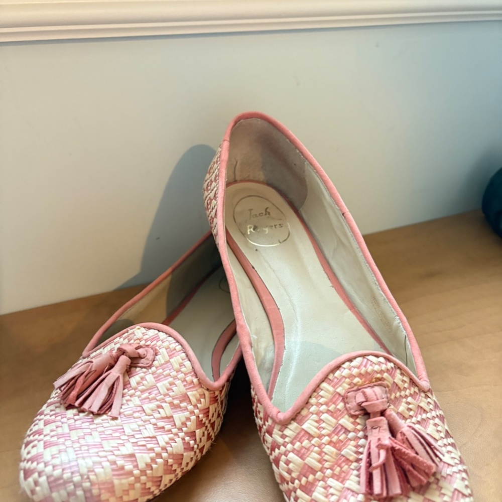 Jack Rodgers Pink and cream woven shoes